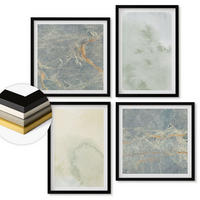 WANDBILDER 4er-Set - 50x50 cm & 40x60 cm Schwarzer Rahmen - Pastellfarben auf Aquarellleinwand - Schwarz, Kunststoff (50/50cm) - ArtPrintCave