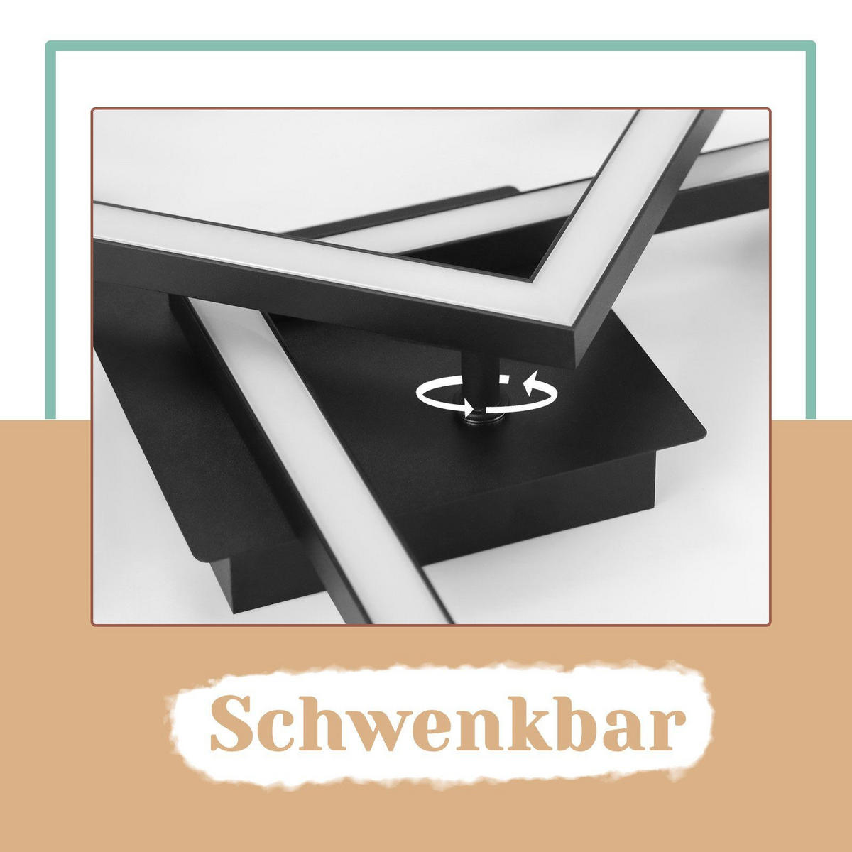 LED-DECKENLEUCHTE Eis 47/30/6 cm - Schwarz, Metall (47/30/6cm) - Nettlife