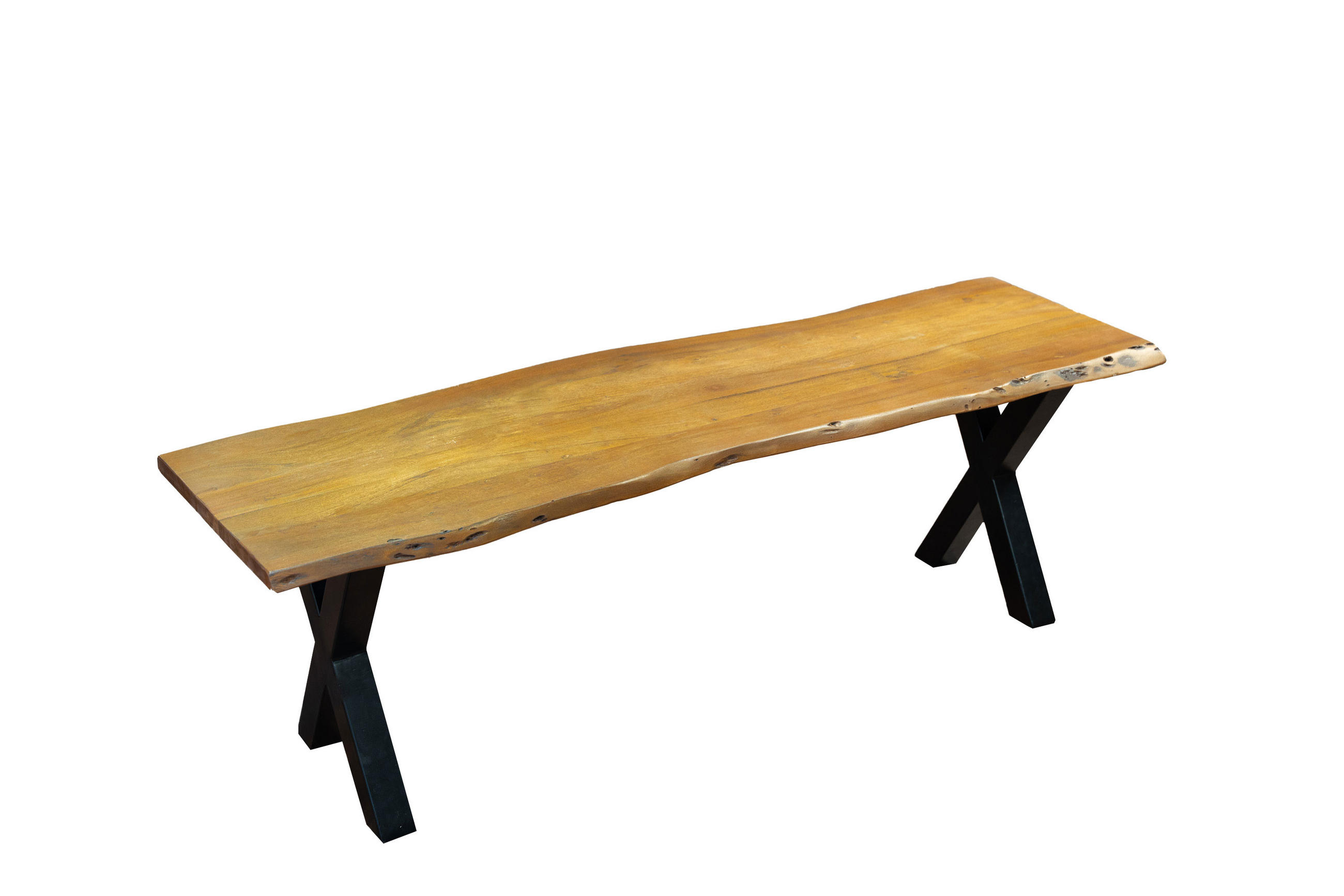 SITZBANK NOAH - Schwarz/Braun, Holz/Metall (220/45/42cm) - SAM