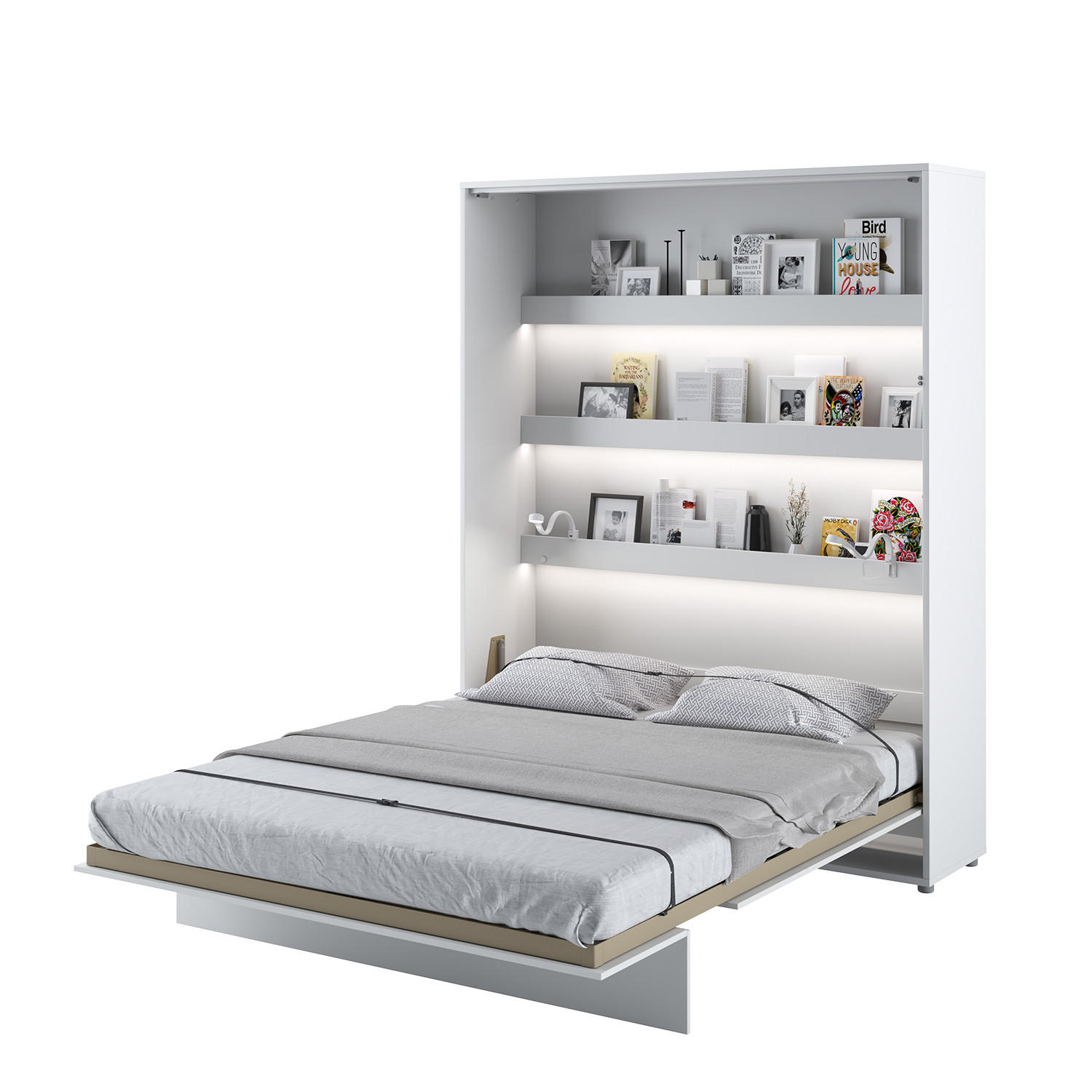 SCHRANKBETT BC-12 - 160x200cm Vertikal - Weiß Mat - Weiß, Holzwerkstoff (160/200cm) - Meblini