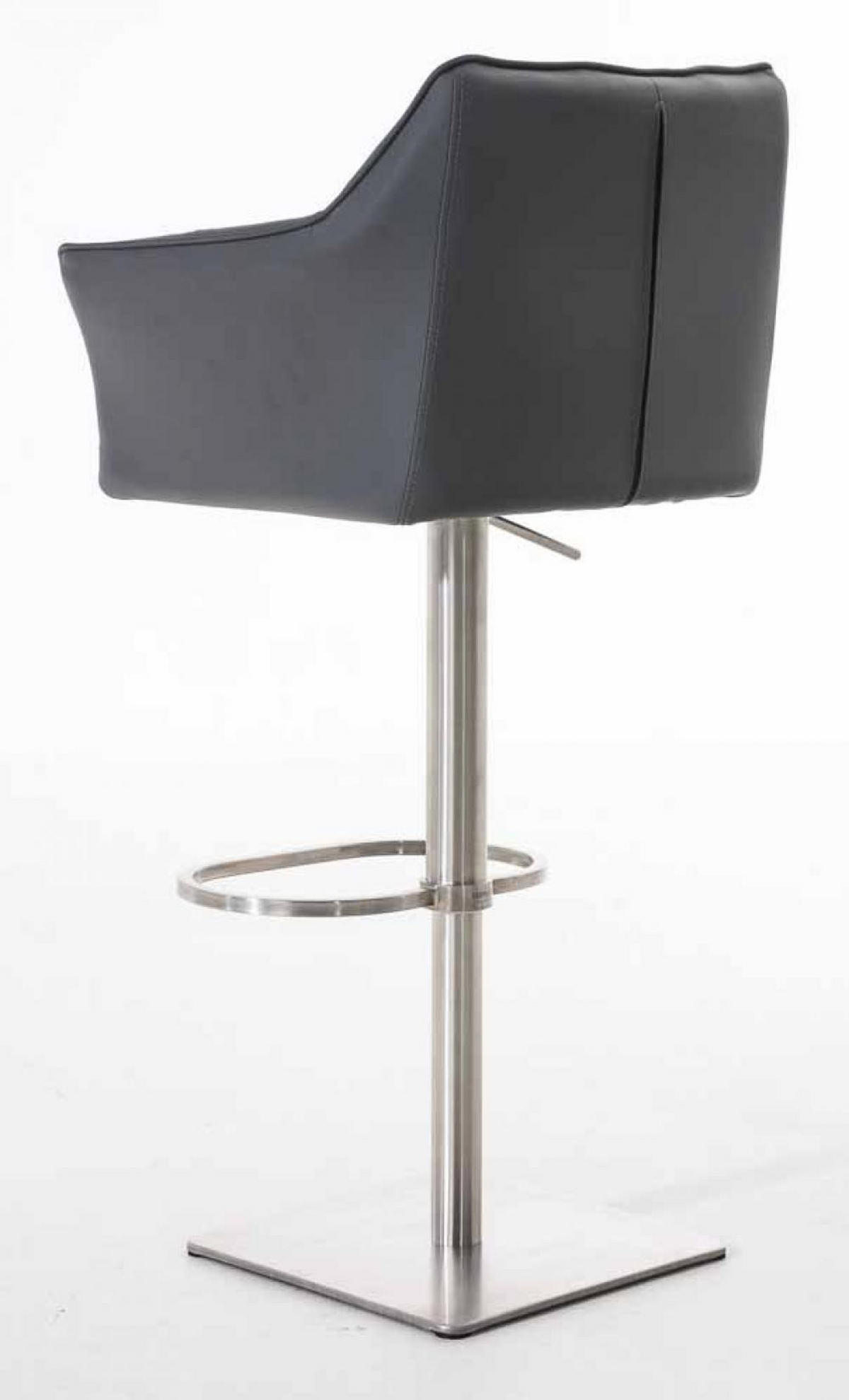 BARHOCKER 2er Set Lederlook Grau - Edelstahlfarben/Grau, Textil/Metall (64/88/45cm) - CLP