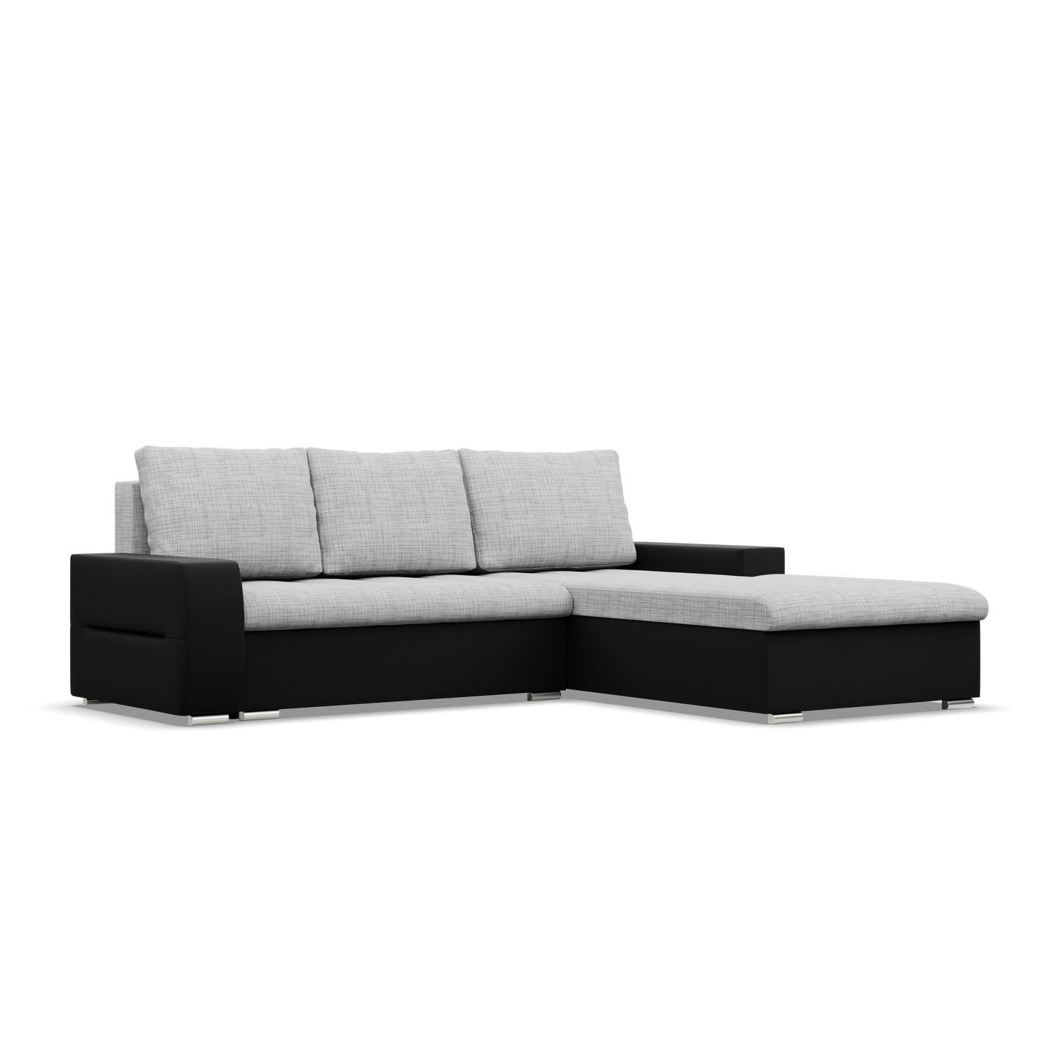 ECKSOFA MIT SCHLAFFUNKTION AURORA RECHTS, Grau + Schwarz - Schwarz/Grau, Textil (243/200cm)