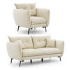 SITZGARNITUR 3+1 Nordloft Beige Samt - Beige/Schwarz, Holz/Textil (163/86/59cm) - S-Style Möbel