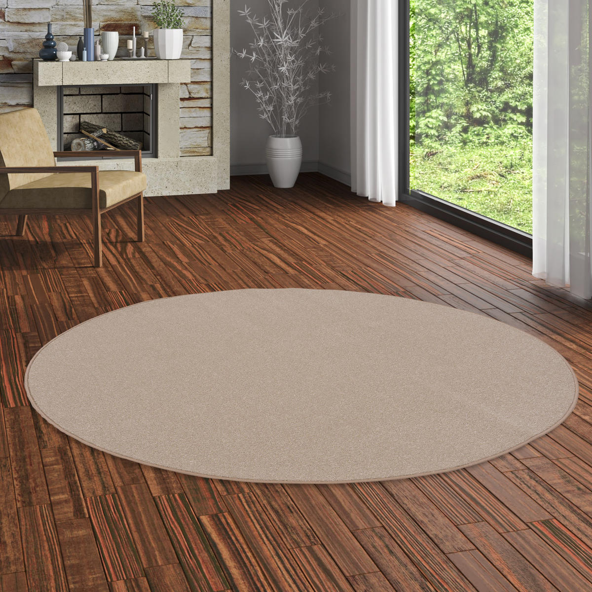 TREND VELOURS TEPPICH JOY RUND - Naturfarben, Textil (200/200cm) - Snapstyle