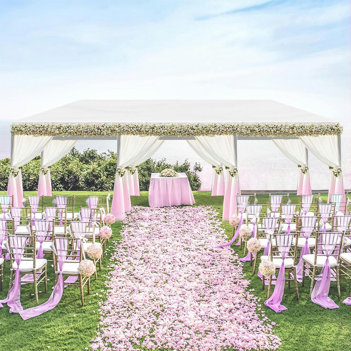 FALTPAVILLON 3 x 9 m mit 8 Wänden Weiß - Weiß, Textil (900/260/300cm)