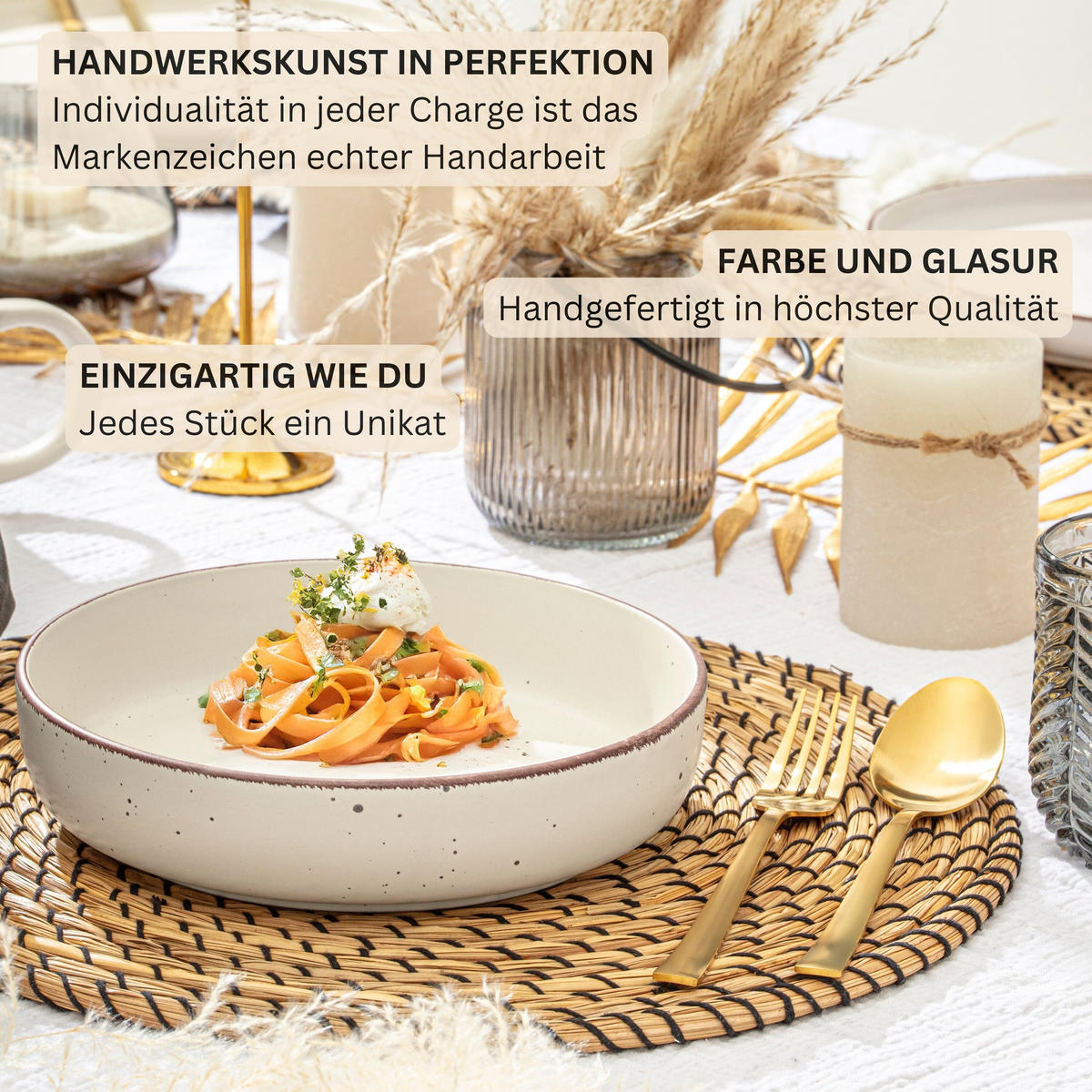 PASTASCHALEN BOMBAY BEACH - 4 teilig aus Steingut - Beige, Stein (20.5cm) - Sänger