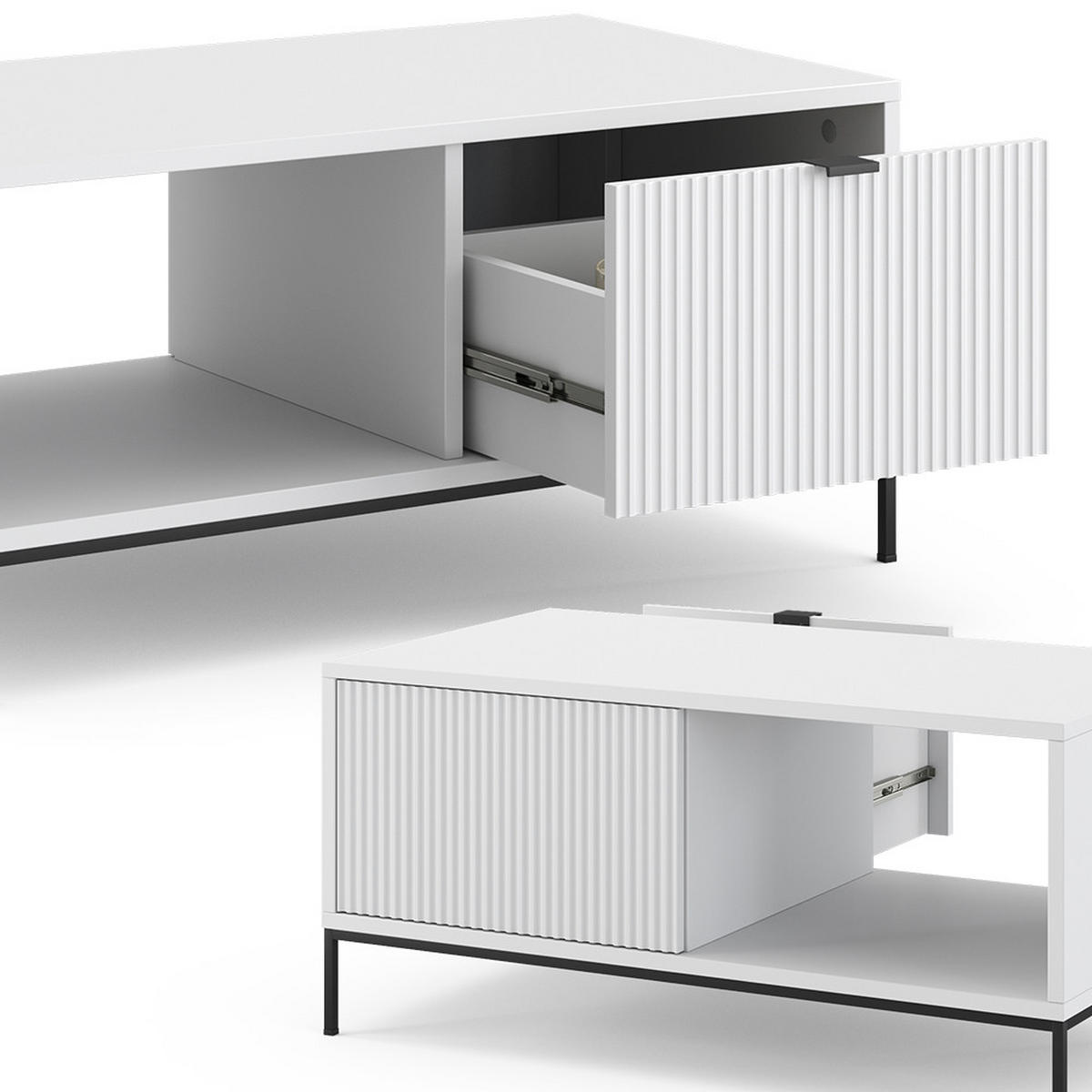 COUCHTISCH Eliza Weiß 90 x 50 cm mit einer Schublade - Weiß, Holzwerkstoff (50/90/45cm) - Vicco
