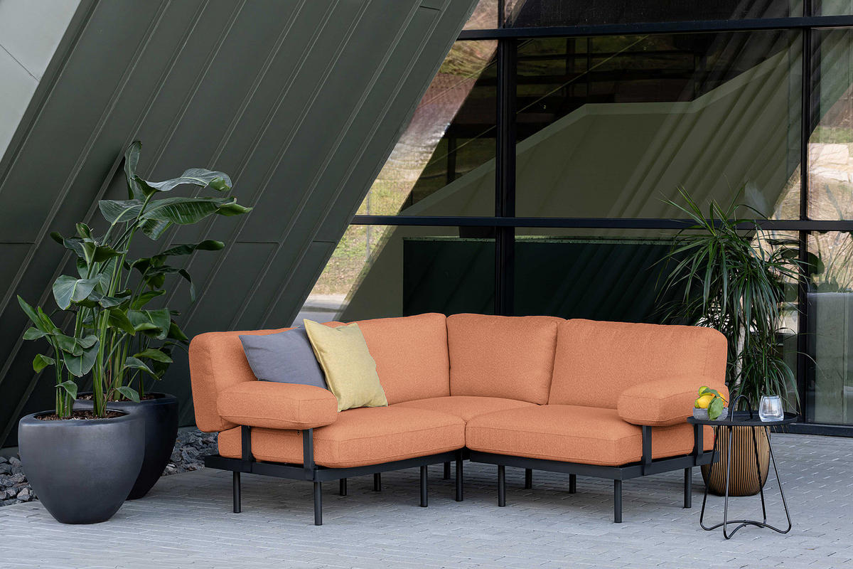 OUTDOOR-ECKSOFA - Rosa, Textil/Metall (186/80/186cm) - home24