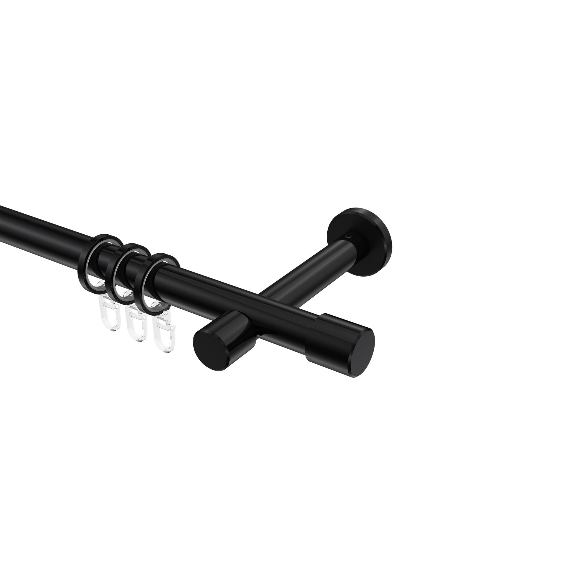 GARDINENSTANGEN-SET Prestige Santo 260 cm (geteilt in 2 x 130 cm), 1-läufig, 20 mm Ø Schwarz - Schwarz, Metall (260cm) - INTERDECO
