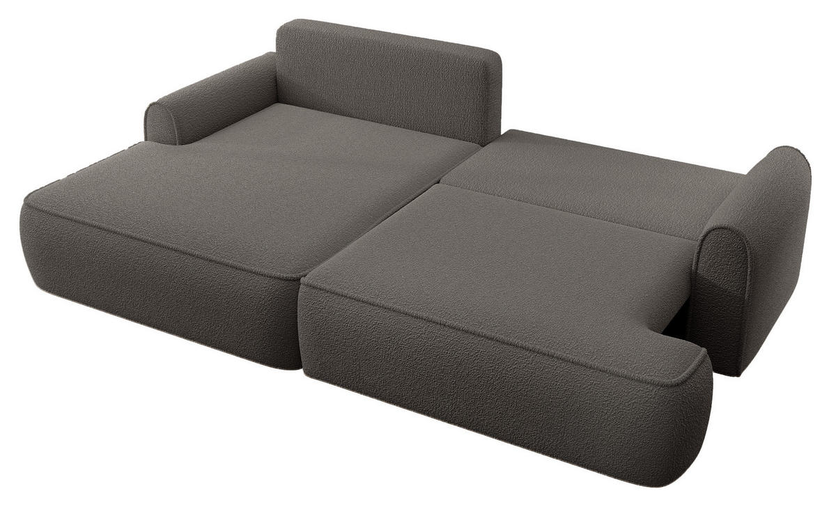 ECKSOFA 250 cm Mareno mit Bettkasten, Schlaffunktion, Links, Dunkelgrau - Dunkelgrau, Holz (250/146cm) - Emporius