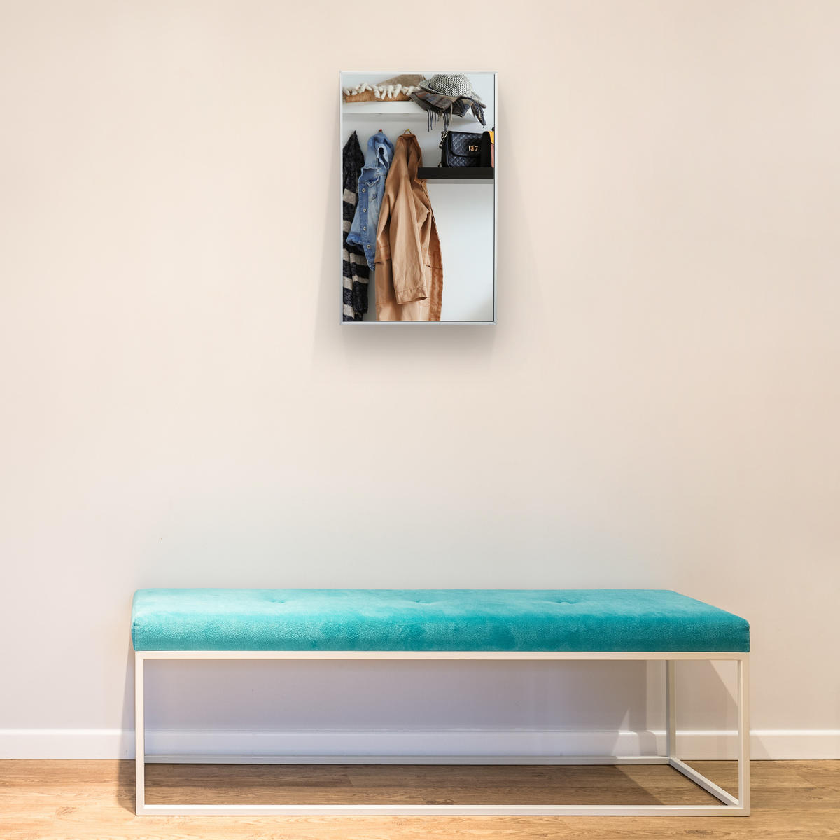 SPIEGELSCHRANK - Weiß, Glas/Metall (40.5/56/12.5cm) - Relaxdays