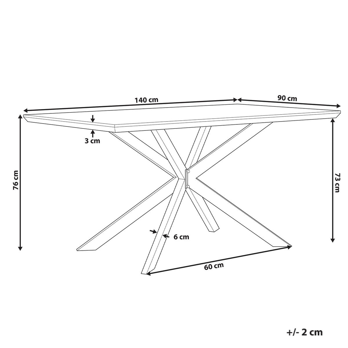 JÍDELNÍ STŮL 140/80/75 cm Světle hnědý, Černý Obdélníkový Spectra - světle hnědá, kompozitní dřevo (140/90/76cm) - Beliani