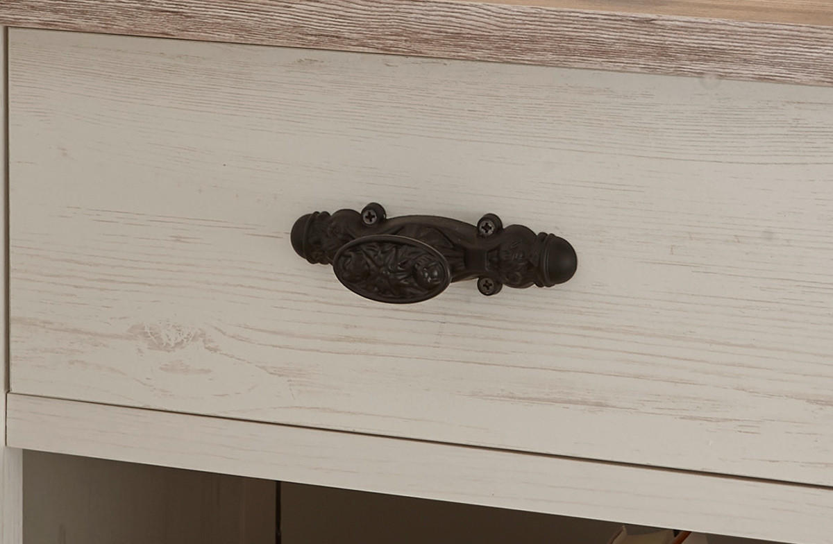 NACHTTISCH Pinie weiß, Oslo Pinie Landhaus, Nachtkommode, 58 x 45 cm - Weiß/Pinienfarben, Holzwerkstoff/Metall (40/86/58cm) - Furn.Design