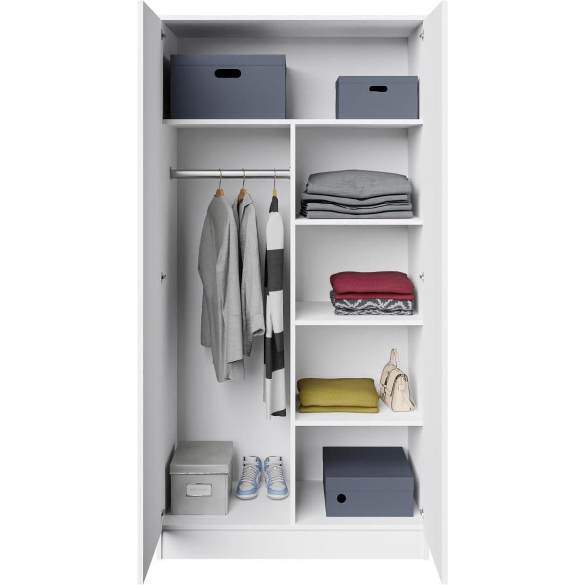 DREHTÜRENSCHRANK Look 90/180/50 cm 2-türig weiß - Weiß, Holzwerkstoff (90/180/50cm) - Beautysofa