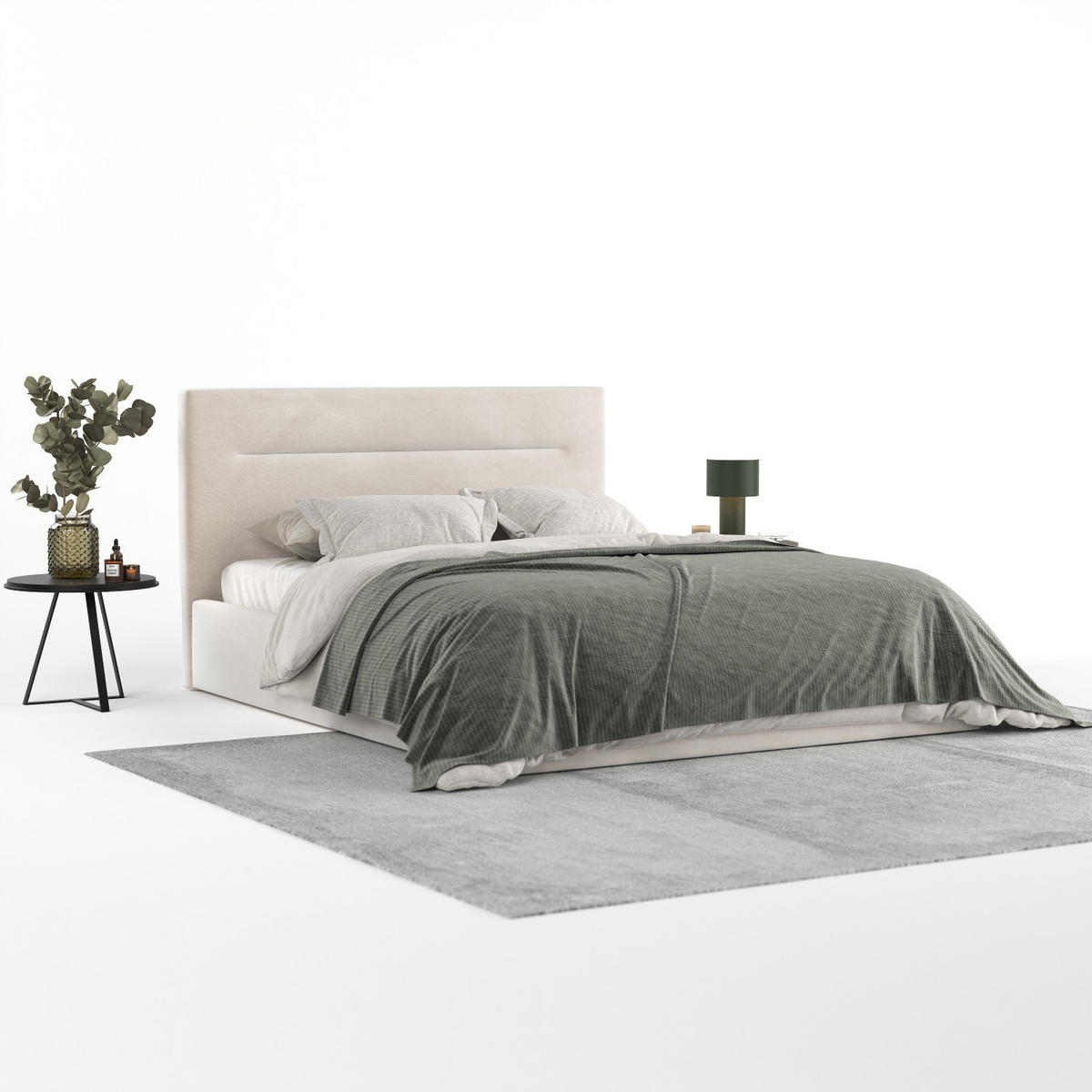 POLSTERBETT Liline 180/200 cm Creme im Paros Stoff - Creme/Schwarz, Holz/Holzwerkstoff (180/200cm) - AltaBeds