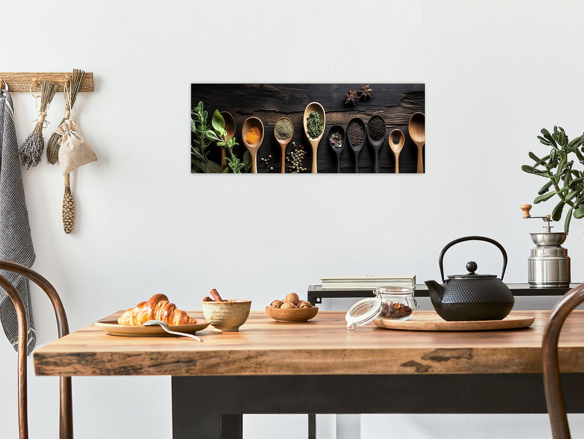 GLASBILD 80x30 cm Küche Gewürze Landhaus - Beige, Glas (80/30cm) - artissimo