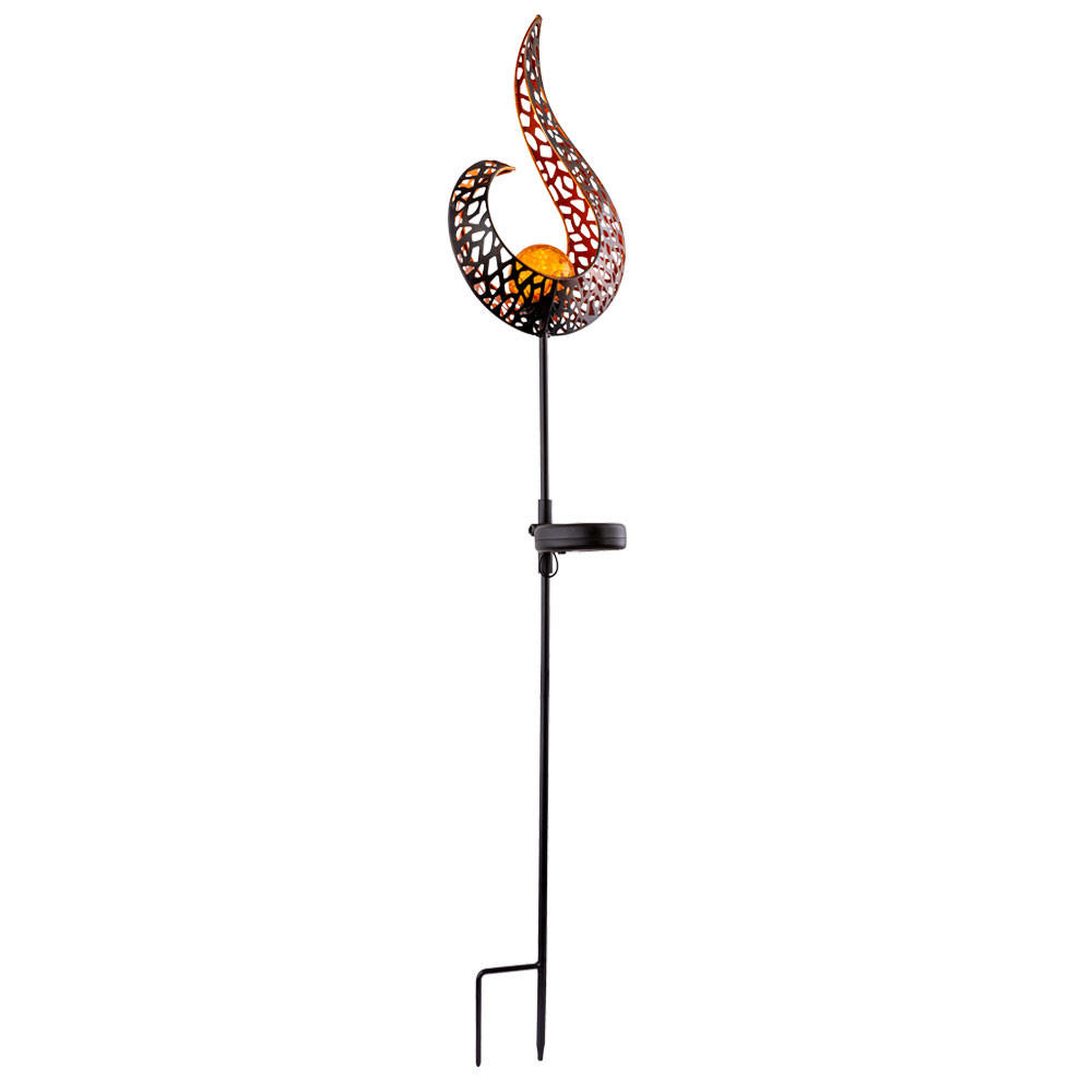 LED AUSSENLEUCHTE Schwarz Gold Flammenoptik - Schwarz, Glas (16.5/6.5/90cm) - Globo Lighting