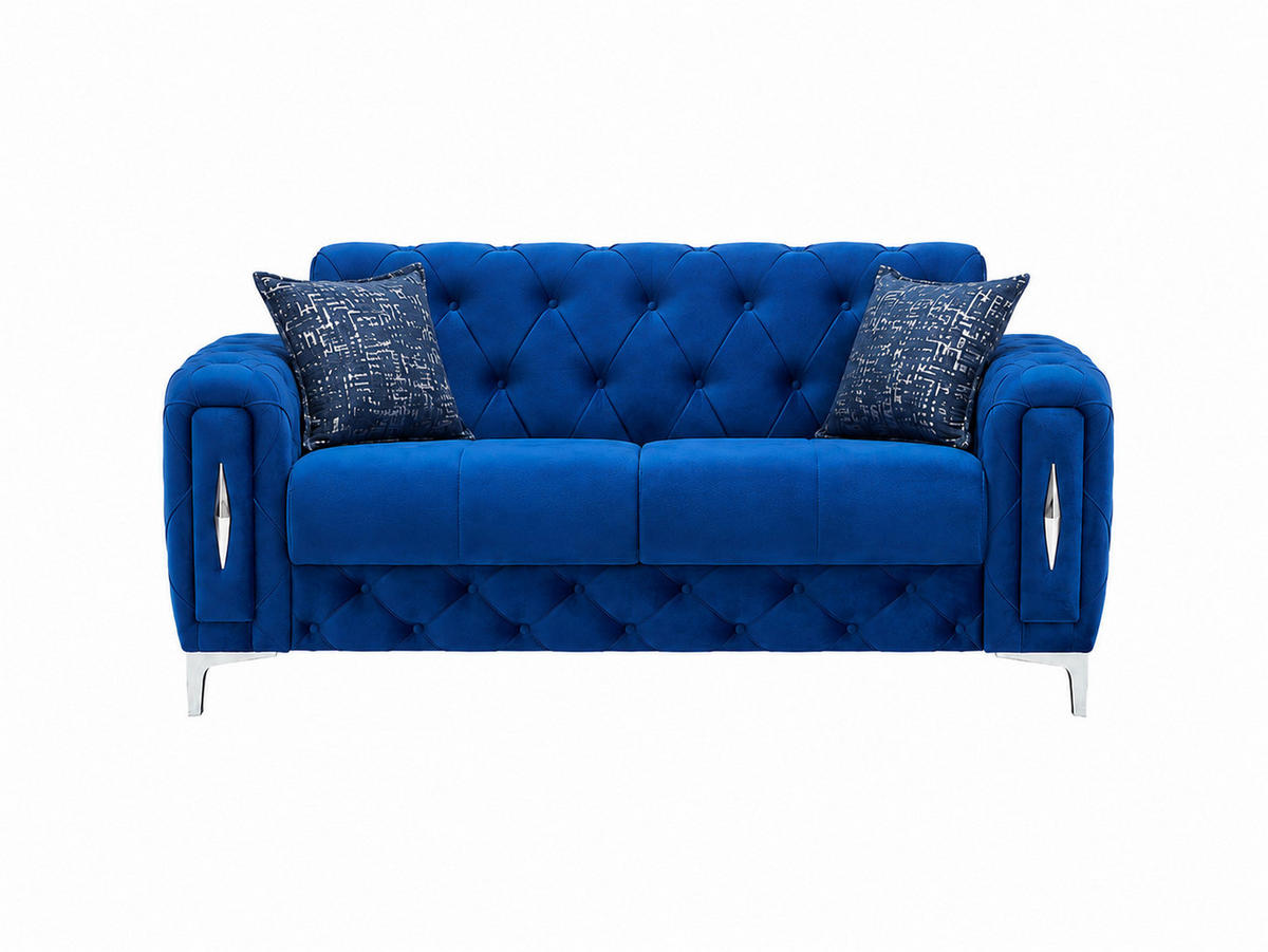 SITZGARNITUR Patna, Blau Stellvariante 2+2+1 - Blau, Holzwerkstoff/Kunststoff (180/80/100cm)