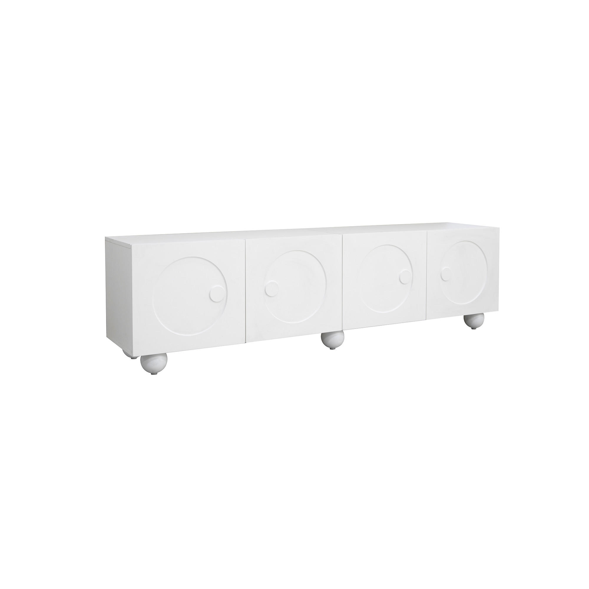 LOWBOARD DE-40149 mit 3D-Rundrelief-Türen Weiß - Weiß, Holzwerkstoff (180.5/50/38cm) - ComfortXL