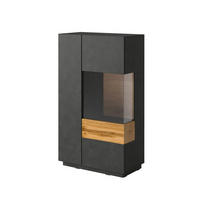 VITRÍNA Andrea Antracitově šedá a dřevo - šedá, kompozitní dřevo (80/139/40cm) - Petits-meubles