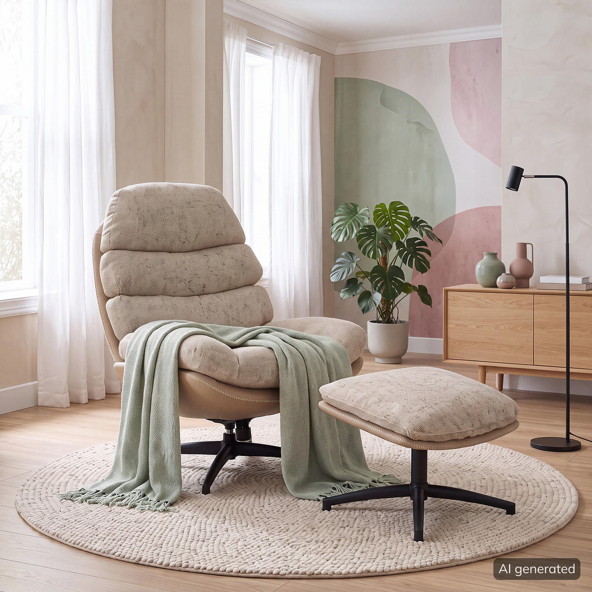 RELAXSESSEL - Beige/Schwarz, Kunststoff/Textil (78/102/90cm) - home24