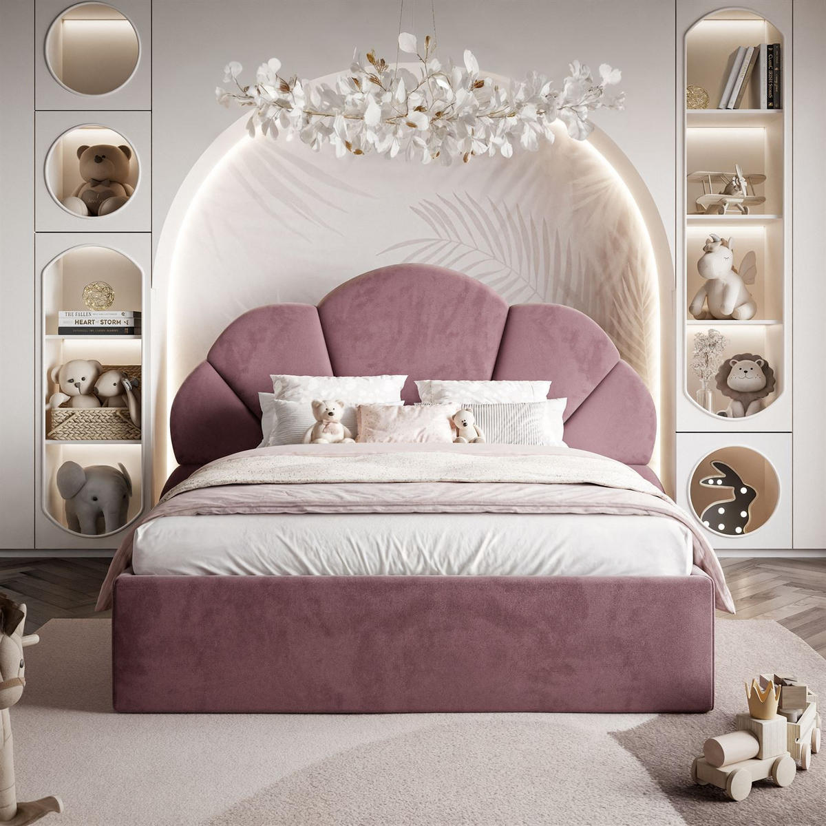 POLSTERBETT ARIEL mit Bettkasten 90x200 cm Element 10 - Rosa, Textil (90/200cm) - Lookway