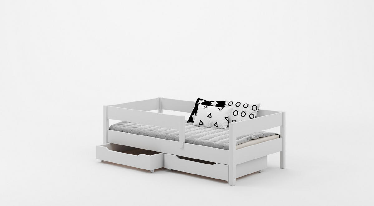 KINDERBETT Mix 200x90 weiß mit Schubladen und Matratze - Weiß, Holzwerkstoff (90/200cm) - LUKDOM