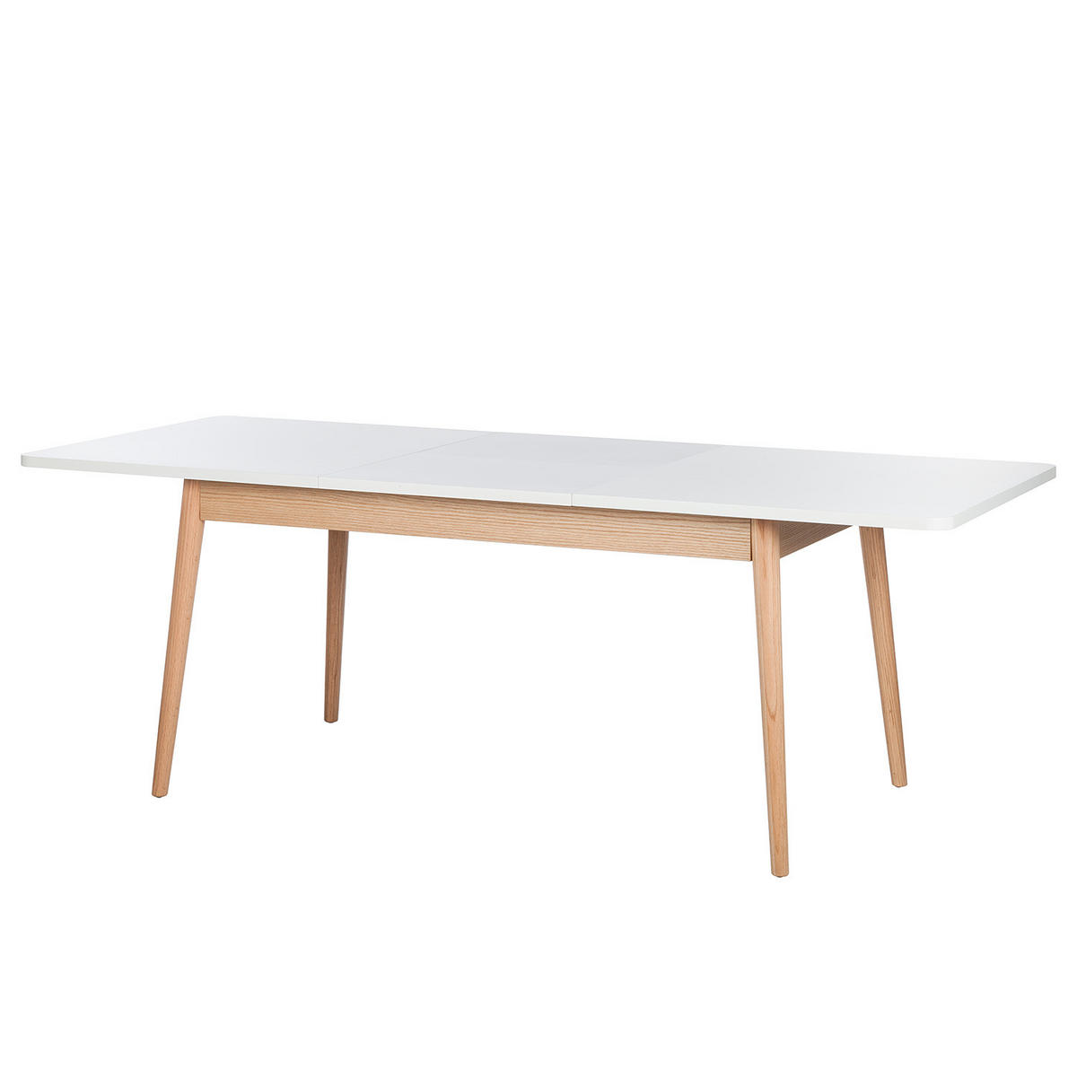 ESSTISCH mit Ausziehfunktion - Eiche teilmassiv - Weiß, Holzwerkstoff (90/160/77cm) - home24