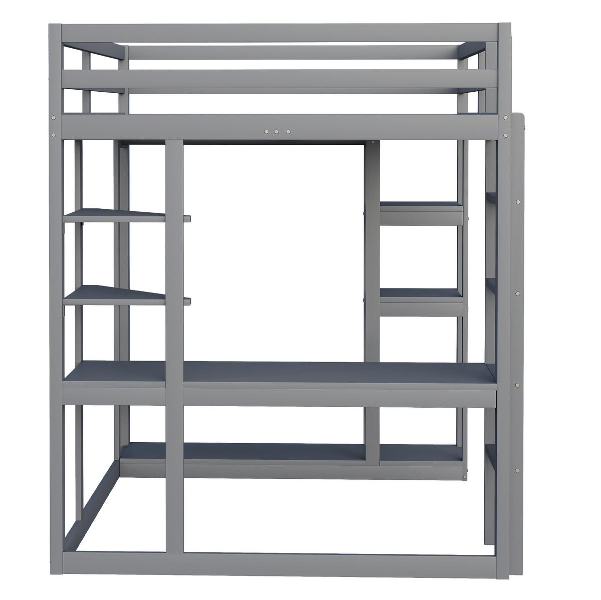 HOCHBETT 140/200 cm Grau aus Massivholz mit Schreibtisch und Regal - Grau, Holz (140/200cm) - OKMYHOME