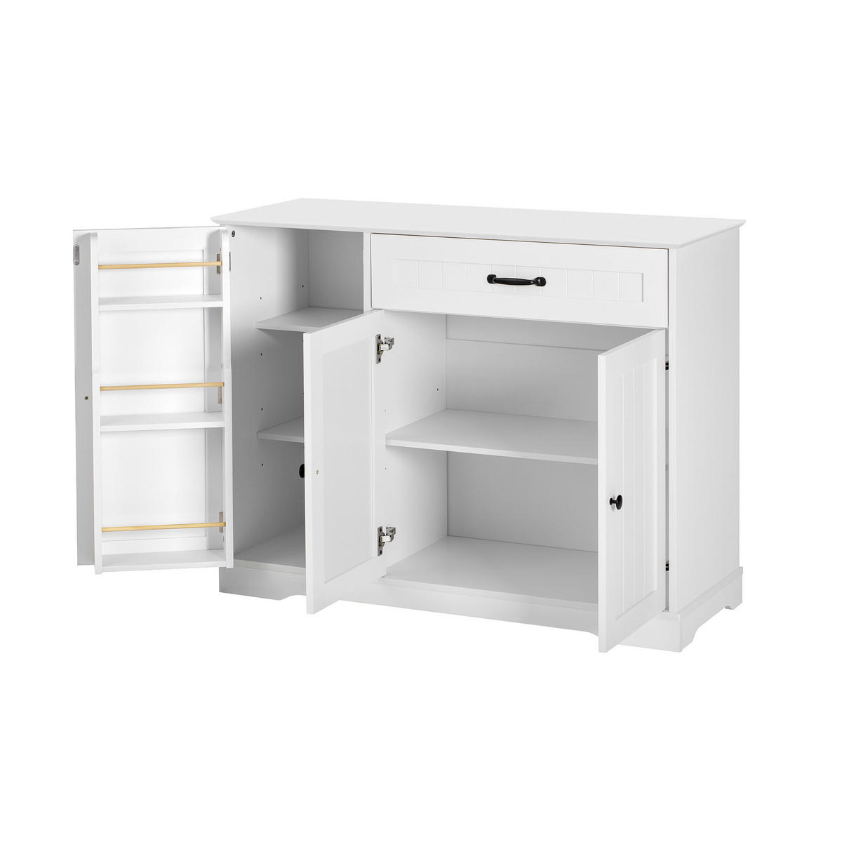 SIDEBOARD mit 3 Türen und Schublade in Weiß – modernes Design mit viel Stauraum - Weiß, Holzwerkstoff (107/83.4/40cm) - BEAOK