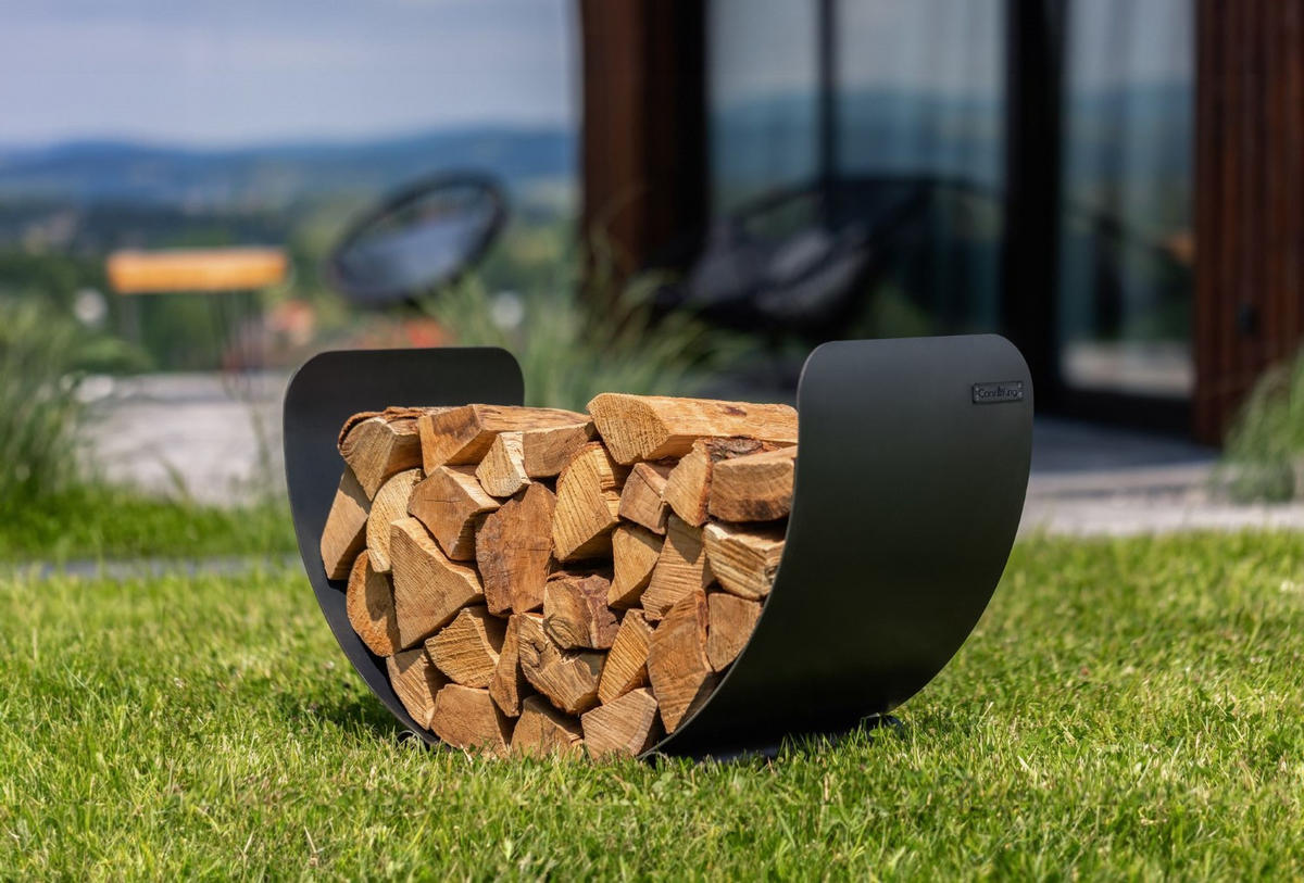 KAMINHOLZREGAL Ohio Stahl schwarz 70 cm - Schwarz, Metall (70/45/36cm) - Mr. Deko