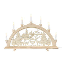 SCHWIBBOGEN Waldkirche und Rehe 7-flammig - Multicolor, Holz (0.1/1/0.1cm) - Dekoteam24