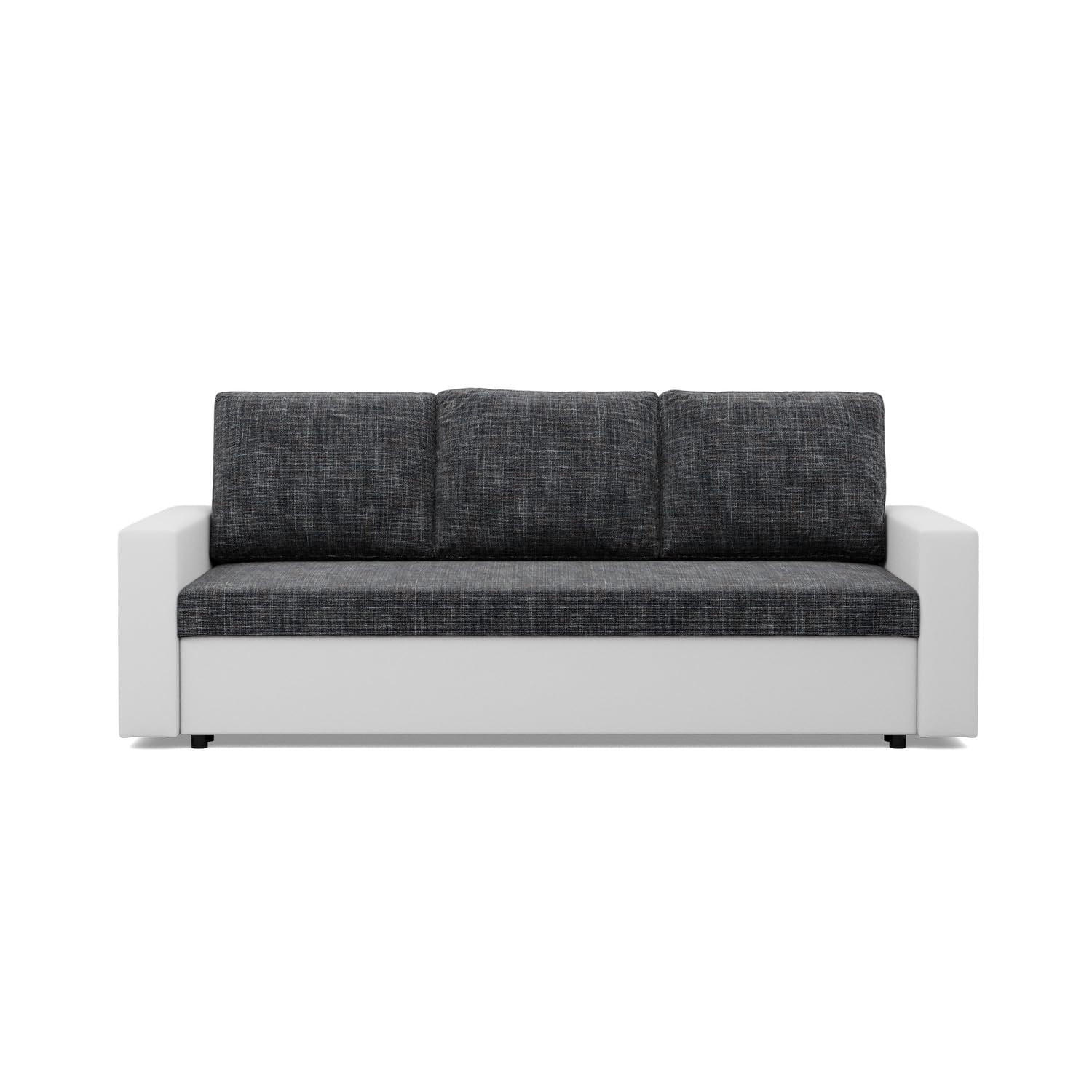 SOFA 3-SITZER MIT SCHLAFFUNKTION LUNA, Schwarz + Grau - Schwarz/Grau, Textil (220/92/92cm)