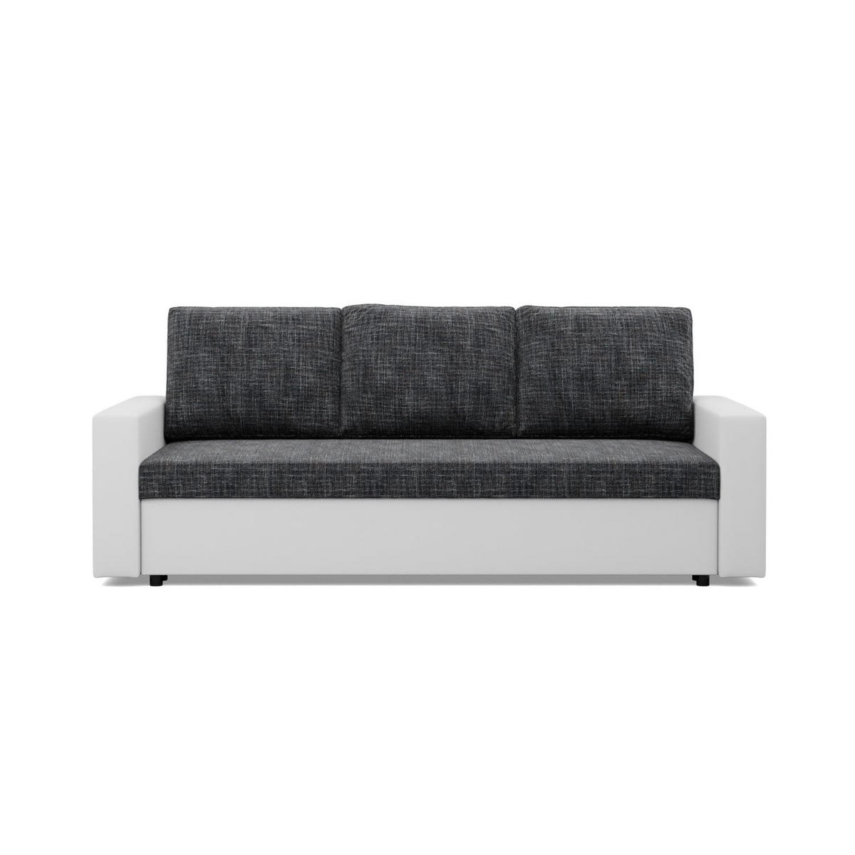 SOFA 3-SITZER MIT SCHLAFFUNKTION LUNA, Schwarz + Grau - Schwarz/Grau, Textil (220/92/92cm)