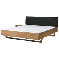 BETT mit Nachttisch Massivholz Eiche 200 x 200 x 86 natur FICHTELBERG #52 - Anthrazit/Naturfarben, Holz (200/200cm) - Massivmoebel24