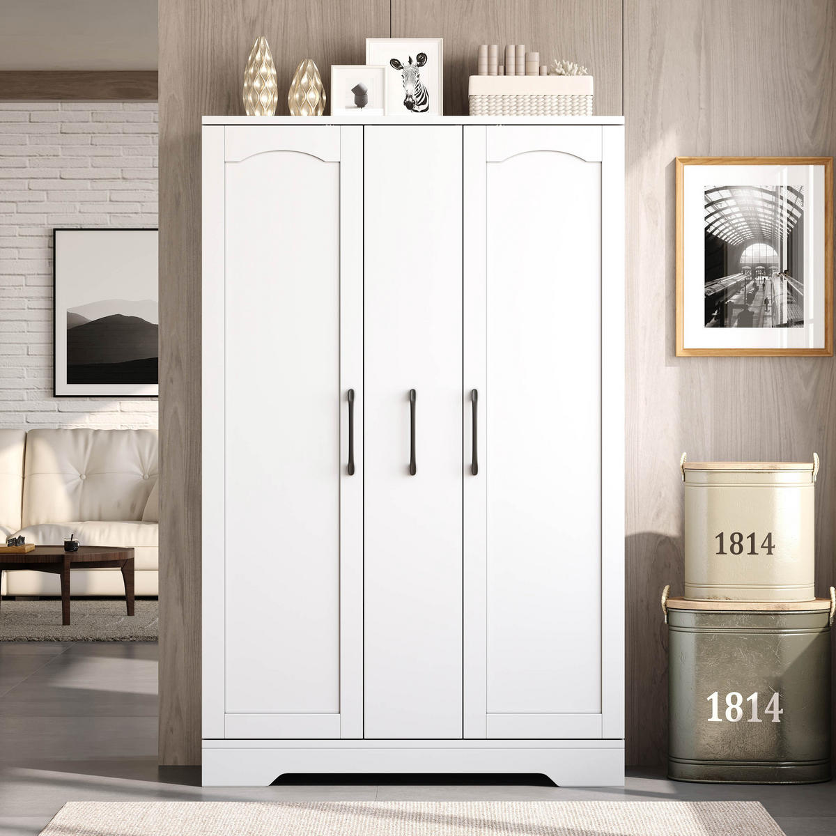 MEHRZWECKSCHRANK DE-38691 120/78/35 cm Gewürzregal und 4-stufiger Auszug Weiß - Weiß, Holzwerkstoff (78/120/35cm) - ComfortXL