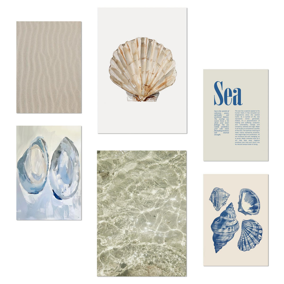 POSTER Set Mit 6 Strand, Meer, Ozean A3 & A4 Rahmenlos - Klar, Papier (29/3cm) - Nacnic