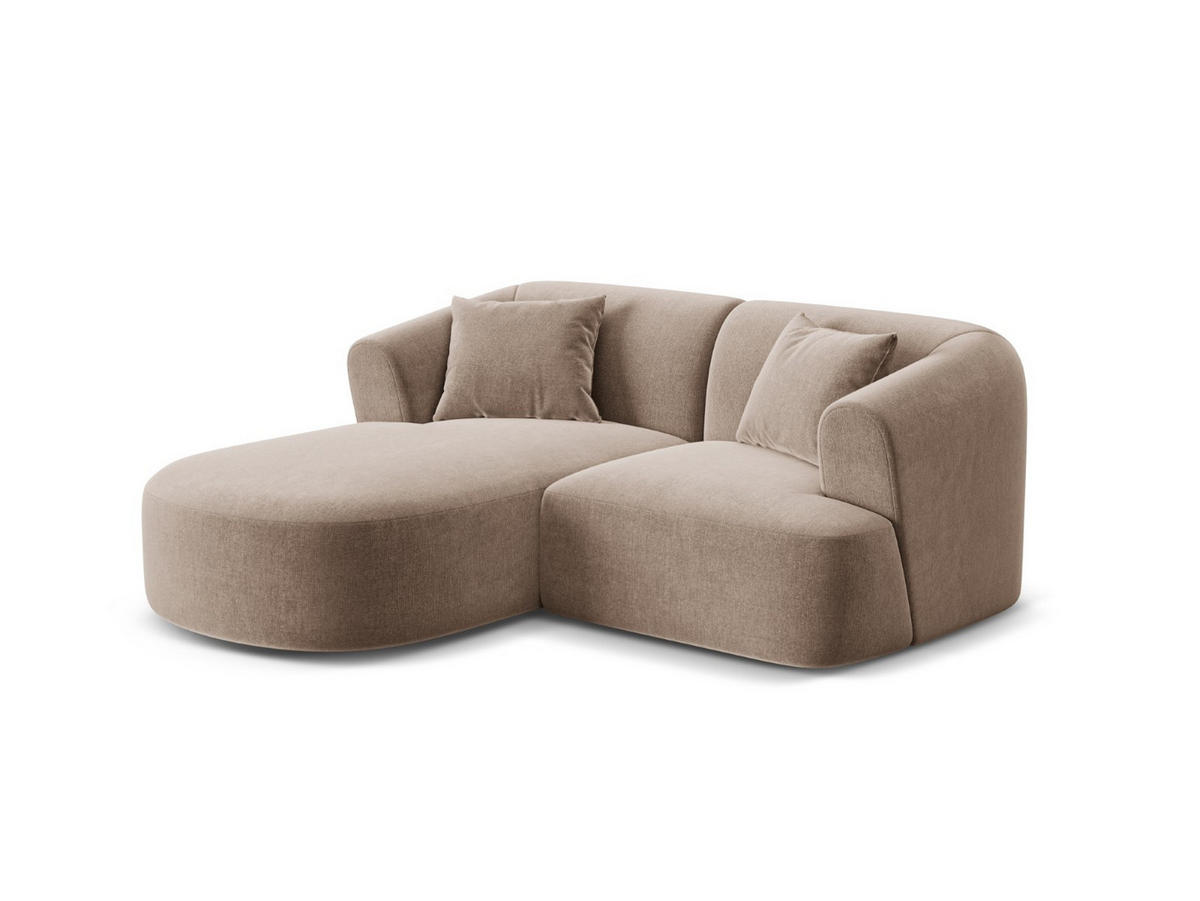 MODULARES-ECKSOFA links Campi aus Samt dunkelbeige 3 Sitzplätze - Mokka, Textil (156/180cm) - Cosmopolitan Design