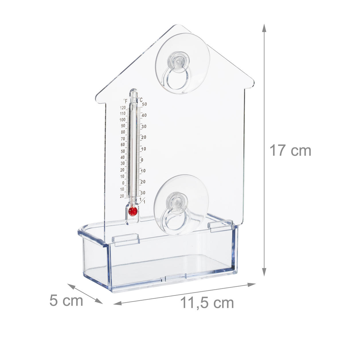 2XFENSTER-VOGELFUTTERHAUS - Transparent, Kunststoff (11.5/17/5cm) - Relaxdays