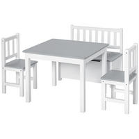 KINDERSITZGRUPPE DE-17498 4-teilig mit Stauraumbank Weiß/Grau - Grau, Holzwerkstoff (59/46/77cm) - ComfortXL