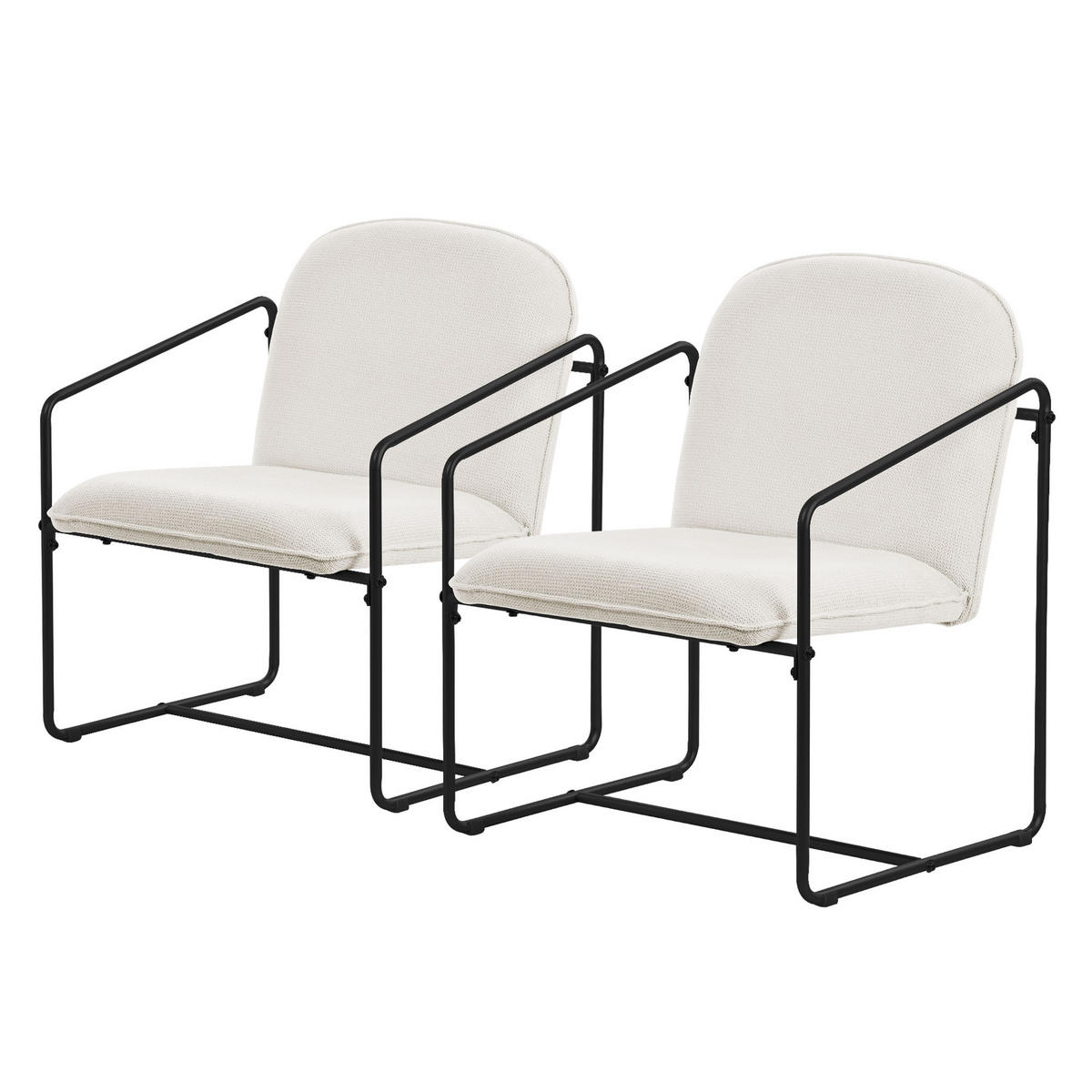 LOUNGESESSEL 2er Set, Beige - Schwarz, Metall (65/76/61cm) - ML-DESIGN