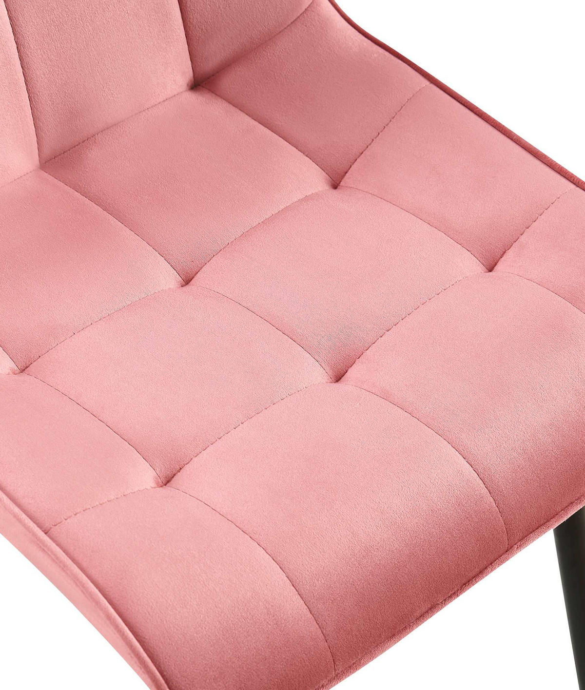 STUHL 2er Set Samt Pink - Pink/Schwarz, Textil/Metall (47/89/61cm) - CLP
