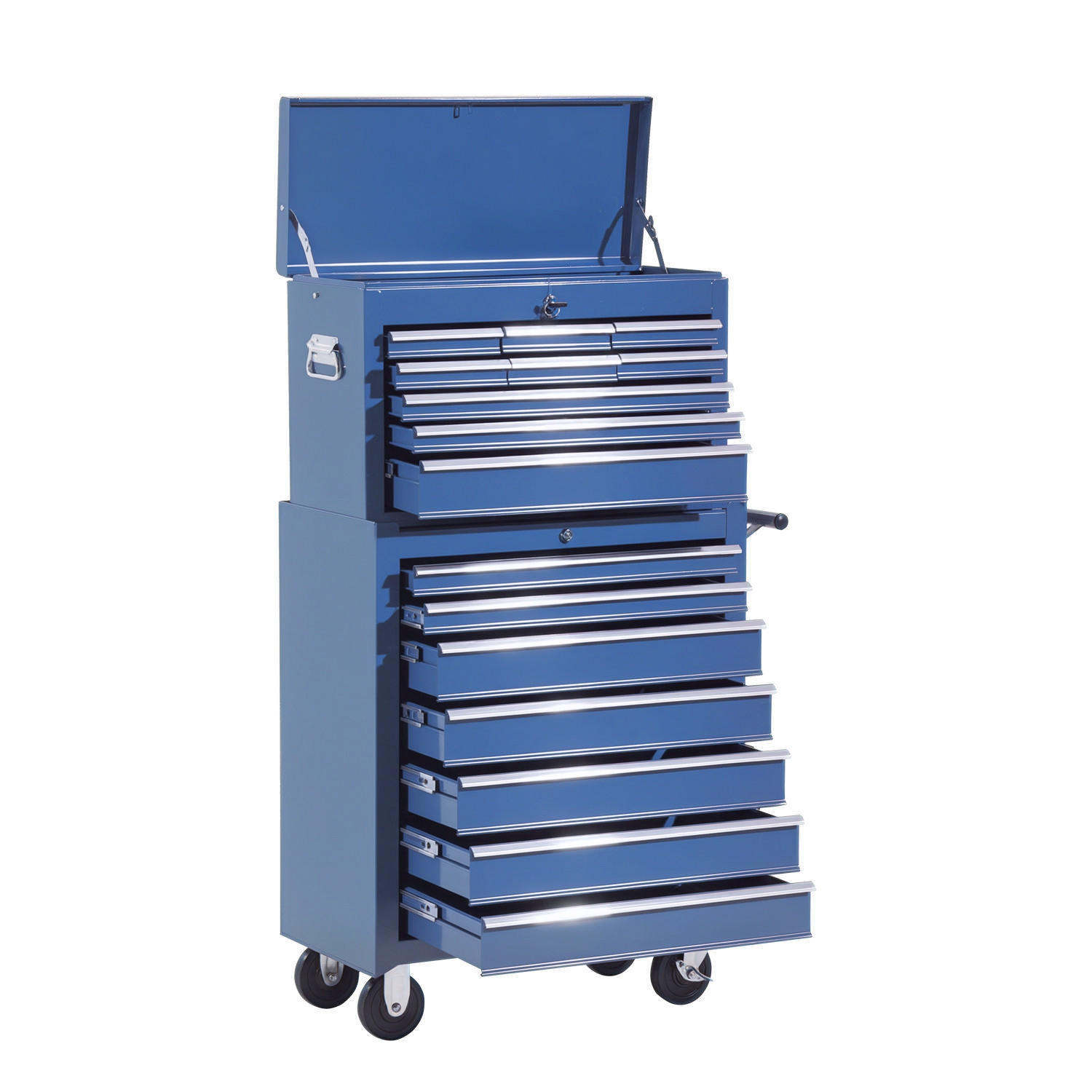 WERKSTATTWAGEN DE-10560 16 Schubladen abschließbar Blau - Blau, Metall (33/113/61.5cm) - ComfortXL