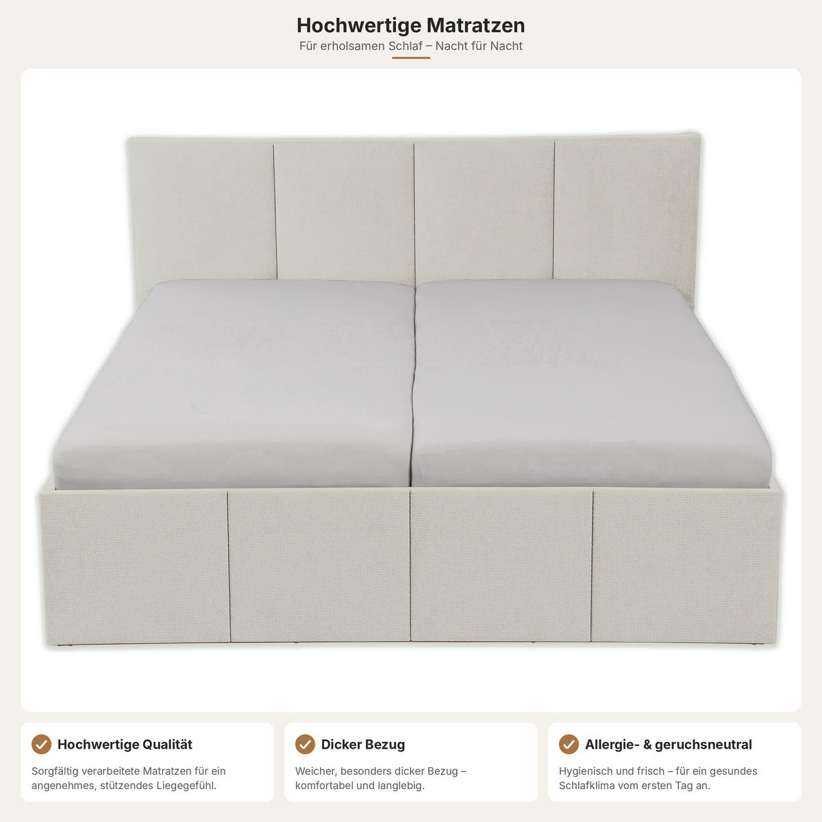 POLSTERBETT Dalas Beige 180 x 200 x 40 cm Bettkasten Mit hochwertiger Matratze H2 (bis 100 kg) und Lattenrost - Beige, Holz (180/200cm) - Halmon Schlafkomfort Betten 
