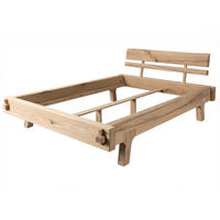 BETT Massivholz Eiche 160 x 200 x 85 natur OAK HEART #02 - Braun, Holz (160/200cm) - Massivmoebel24