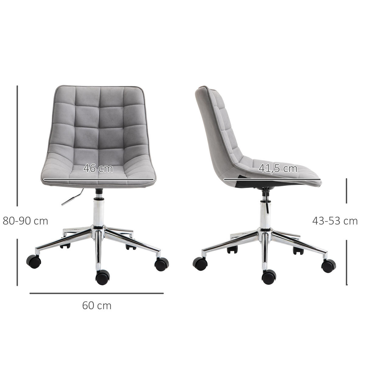 BÜROSTUHL Schreibtischstuhl höhenverstellbar 360° drehbar Mikrofaser Hellgrau - Hellgrau, Kunststoff (60/90/60cm) - Vinsetto