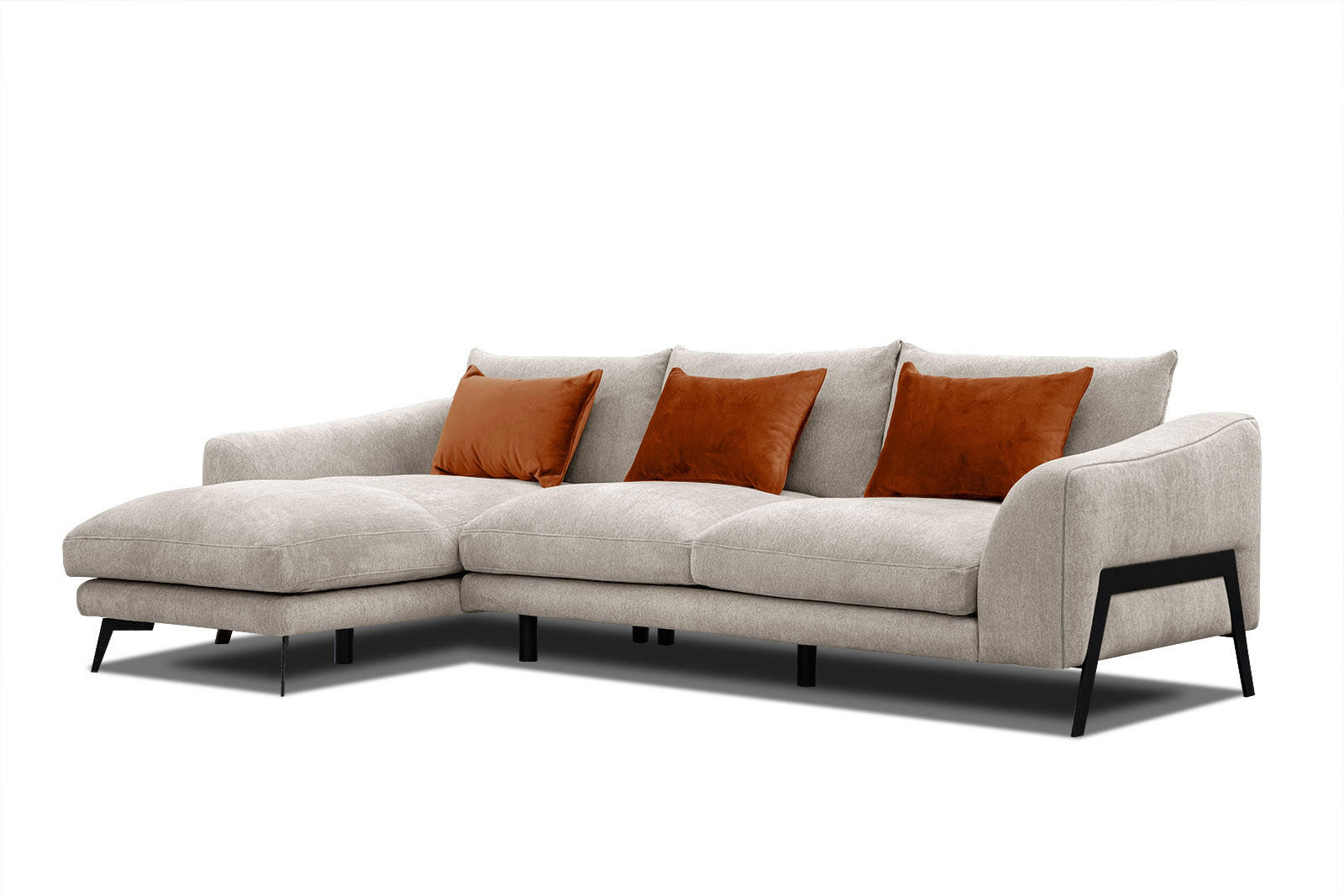 ECKSOFA WINTER 4-Sitzer, ecru - Ecru/Schwarz, Holzwerkstoff/Textil (158/269cm) - Courtois Laville
