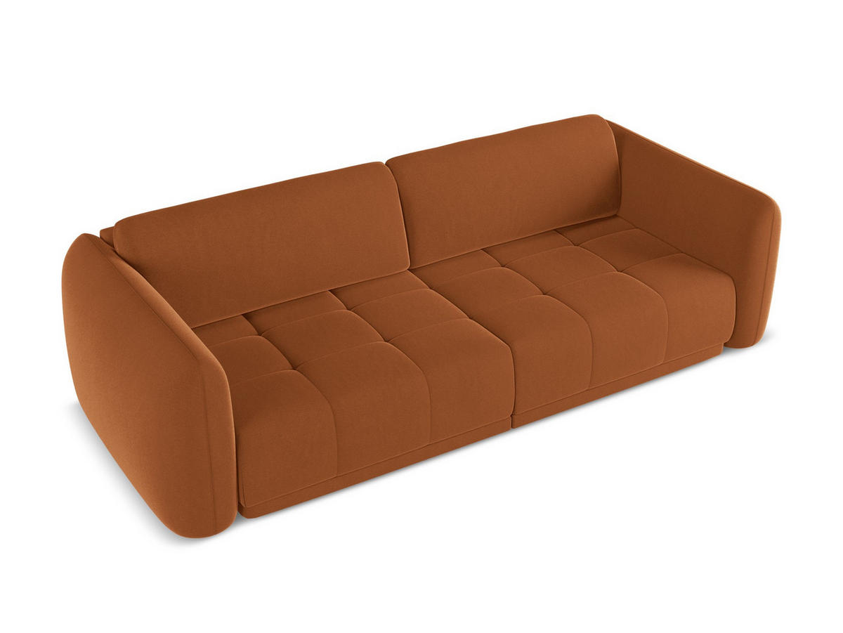4-SITZER-SOFA Samt Stoff Orange - Terra cotta/Schwarz, Kunststoff/Textil (250/74/105cm) - Makamii