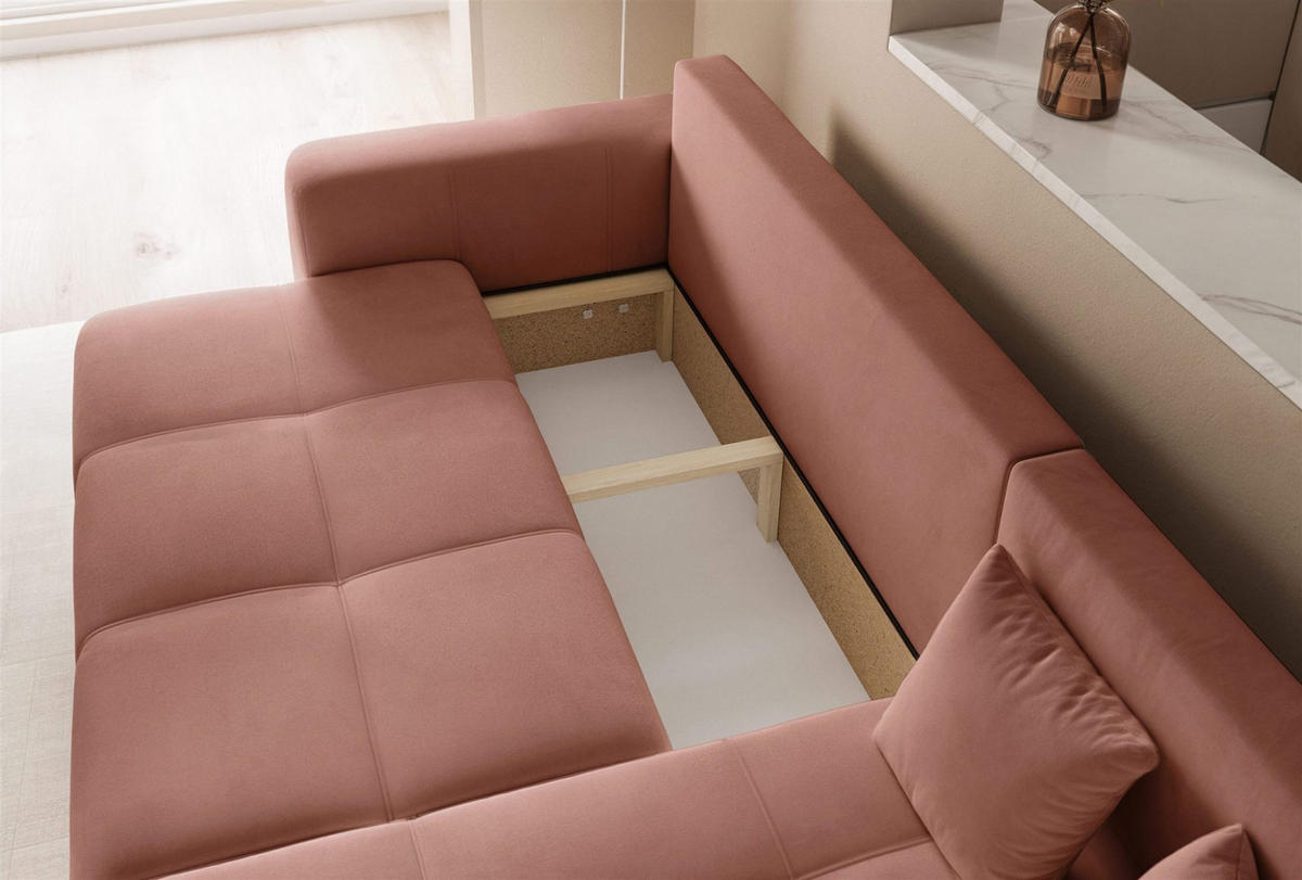 ECKSOFA Leros Mit Schlaffunktion - Rosa, Holzwerkstoff/Textil (145/248cm) - Fun Möbel