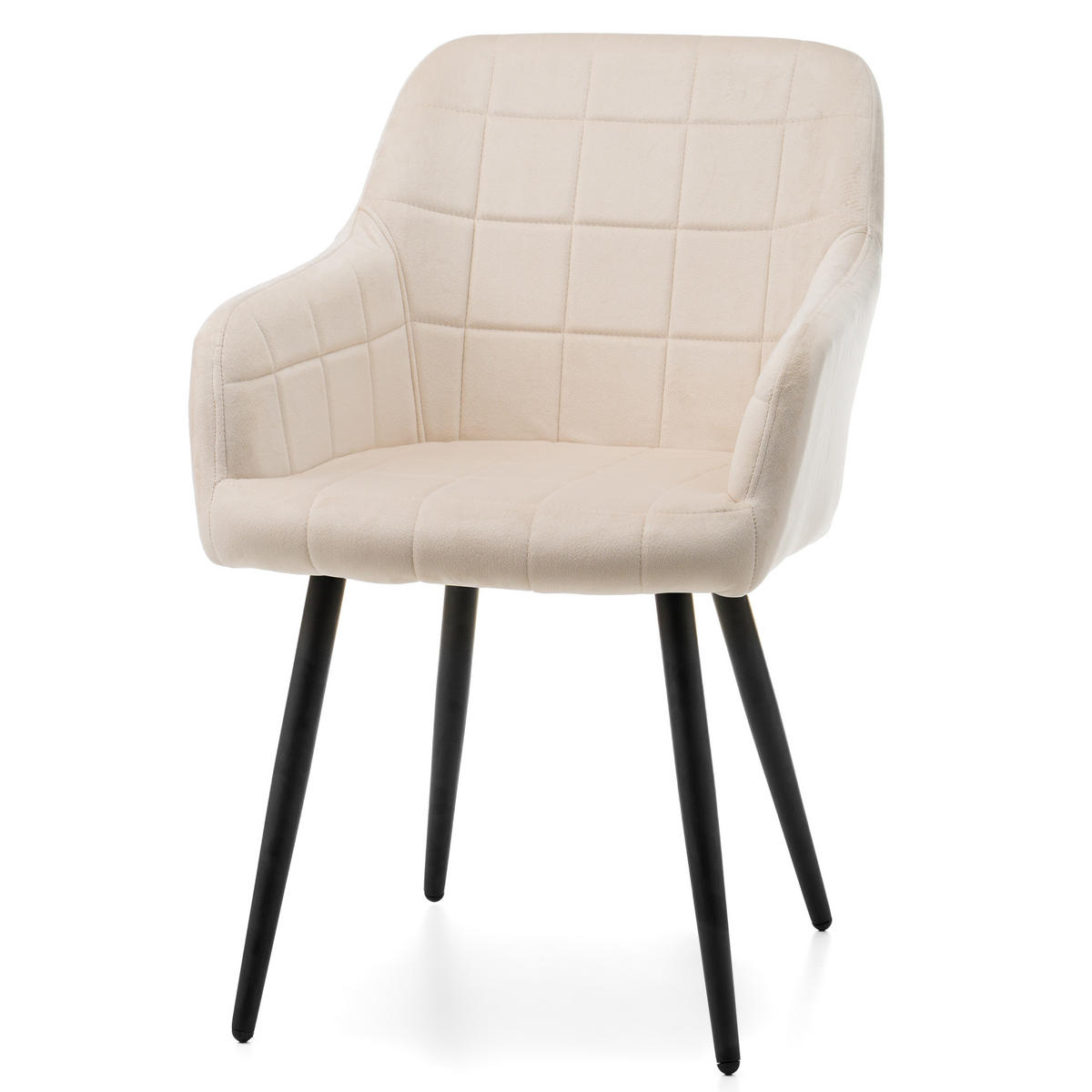 STUHL ORTE gepolstert mit Steppung - beige - Samt Velours - Beige/Schwarz, Textil/Metall (56/85/62cm) - NEW HOME